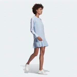 NEW! ADIDAS Periwinkle blue long sleeve ruffle hem shirt dress size S